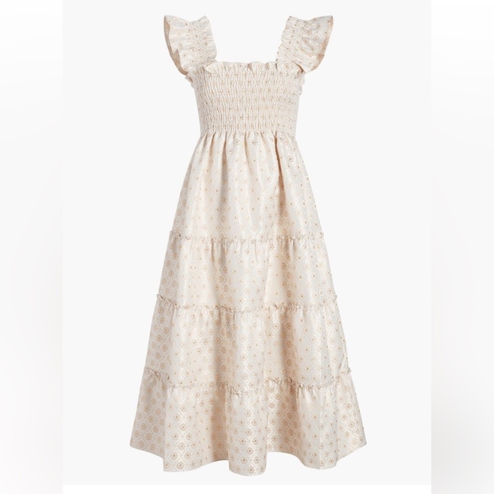 Hill House Ellie Nap Dress - gold jacquard